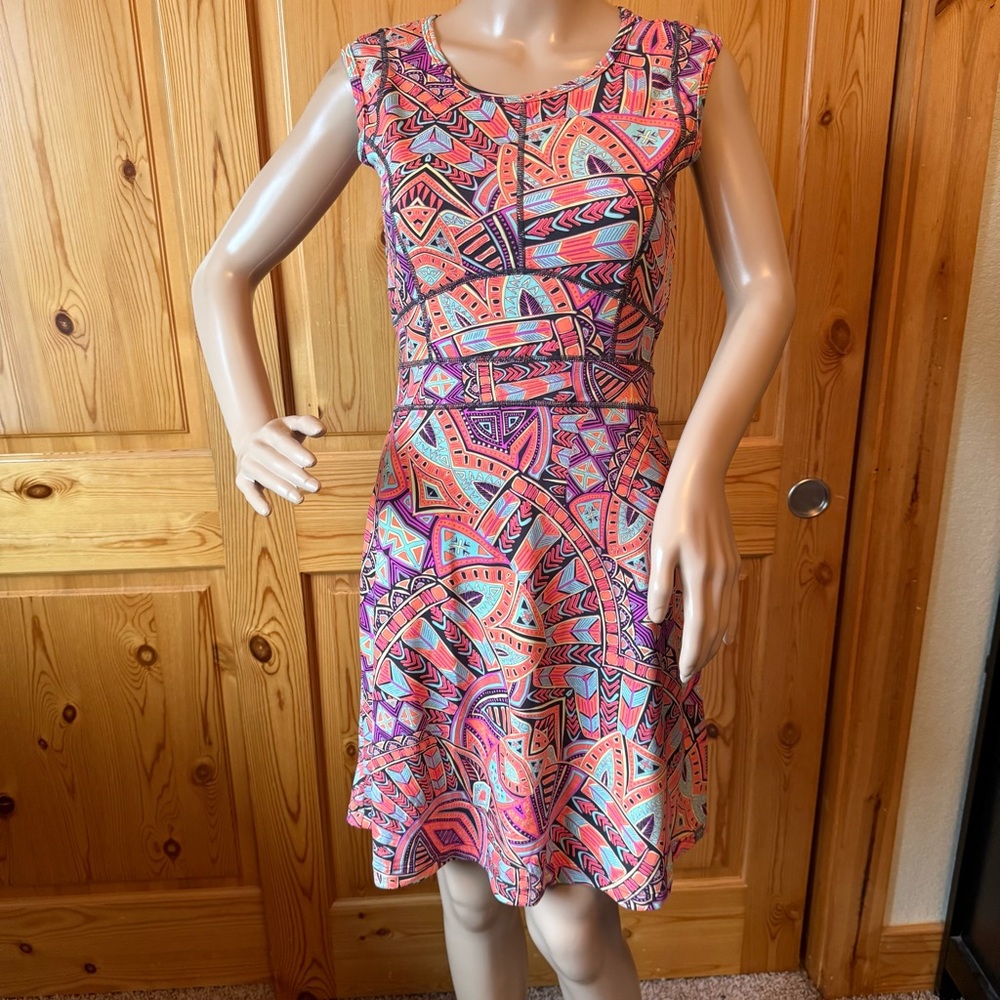 Title Nine Size XS Fit & Flare Blue Tank Dress 1 Pocket Pink Purple Tennis Golf